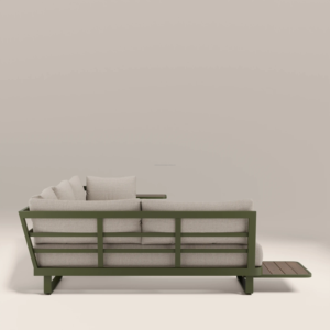 Minimalist Outdoor Garden <b>Sofa</b> Set with Center Ottoman and <b>Side</b> <b>Table</b> Aluminum Frame Beige Cushions Durable Design - Product Image 3