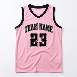 Camiseta de Baloncesto Rosa sin Mangas con Cuello en V Personalizada de Primera Calidad para Mujer con Nombre del Equipo y Número 23 - Product Image 1