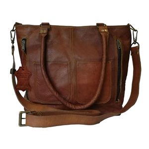 Sac à main décontracté pour femme en cuir véritable, sac fourre-tout à bandoulière, sac de shopping, sac de soirée marron - Product Image 1