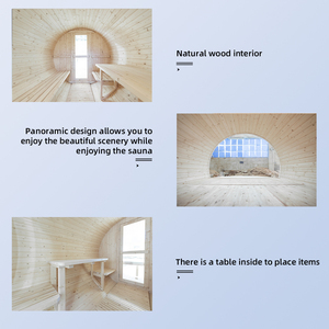 Cabina de Sauna de Madera Maciza de Hemlock para Acampar al Aire Libre, con Ventana Panorámica de Vidrio y Juego de Muebles, para 4-6 Personas - Product Image 3