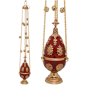 Encensoir rond en laiton coloré avec clochettes |   Brûleur d'encens décoratif pour église - DOUBLE VEE EXPORTS - Product Image 1