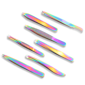 Pince à épiler professionnelle rose pour greffe de cils, en acier inoxydable biseauté, haute précision, ensemble complet d'outils pour extensions de cils - Product Image 4
