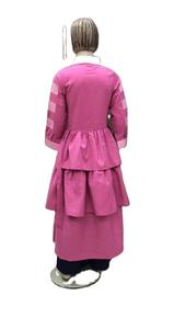 Custom International Saudi School Uniforms Long Sleeve <b>Pink</b> Dress With Long Frock School Attire - Product Image 2