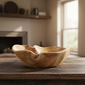 Bol en racine de Douglas Fir sculpté à la main, rustique, en bois, cadeau d'anniversaire, grand bol décoratif en bois de racine - Product Image 3
