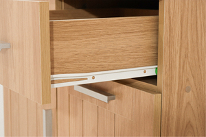 Mueble de Cocina Bajo Moderno y Minimalista de Tablero de Partículas, con Cubierta de Melamina de Mármol Blanco, 2 Cajones y 1 Compartimento Lateral, Modelo K208L - Product Image 4