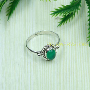 Natural <b>Green</b> Onyx Gemstone Ring 925 Sterling Silver Handmade Boho Statement Ring Women Artisan <b>Jewelry</b> Wholesale for Christmas - Product Image 2