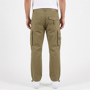 Wholesale Custom Men Zipper Fly <b>Elastic</b> <b>Waist</b> <b>Cargo</b> <b>Pants</b> Casual Multi Pocket Straight Leg Jogger Trousers for Men - Product Image 2