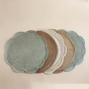 แผ่นรองจานอาหารทรงกลมลายสแกลลอป ทำจากหวายสานด้วยมือ ทนความร้อน เป็นมิตรกับสิ่งแวดล้อม ปรับแต่งได้ ขายส่ง - Product Image 1