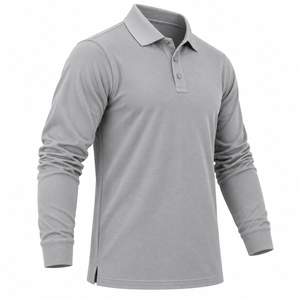Wholesale <b>Men</b> Long Sleeve Polo <b>Shirt</b> Breathable Cotton Golf <b>Shirt</b> Solid Color Custom <b>Mens</b> Business Casual Polo <b>Shirt</b> - Product Image 3
