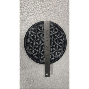 Brûleur d'encens artisanal en pierre ollaire noire, diffuseur d'huiles essentielles, porte-bougie, géométrie sacrée, décoration d'intérieur, brûleur à bâtonnets - Product Image 1