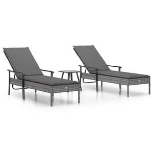 Chaise longue extra longue en rotin PE gris avec structure en acier thermolaqué, produit durable et élégant - Product Image 2
