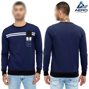 Prix d'usine, service OEM ODM, sweat-shirt imprimé personnalisé pour homme, molleton épais et chaud, col rond à rayures contrastées, pull-over - Product Image 5