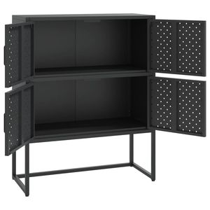 Mobiletto Alto in Acciaio Nero per Soggiorno 80 x 35 x 100 cm con Livellatori - Product Image 4