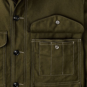 Chemise-veste en toile vert olive pour homme avec fermeture boutonnée et poches poitrine, style workwear, coupe classique, pour l'automne - Product Image 4