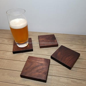 Sous-verres en bois d'acacia faits à la main |   Sous-verres écologiques en bois pour tasses et verres - Product Image 2