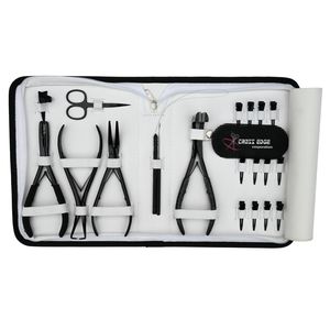 Kit Complet d'Extensions Capillaires : Pince à Sertir Courbée à Deux Trous, Outil de Retrait de Micro-Billes, Outil de Tirage de Cheveux, Ciseaux de Coupe, Étui Raxine - Product Image 1