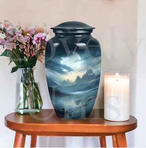 Moonlit memorial metal <b>urns</b> <b>large</b> funeral ash holders for adults cremation <b>urn</b> for human ashes decorative keepsake tribute - Product Image 5