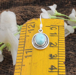 Pendientes de Piedra Preciosa Larimar Natural, Plata de Ley 925 Sólida, Hechos a Mano, Estilo Vintage, para Bodas, Aniversarios y Fiestas - Product Image 6