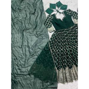 Designer Anarkali Gown and Pant <b>Set</b> with Dupatta <b>Modest</b> New Fancy Style - Product Image 4