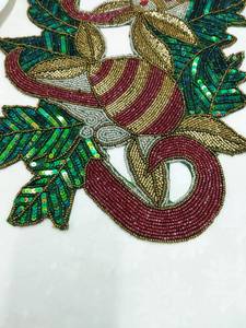 Handmade Embroidered Fabric <b>Table</b> <b>Runner</b> Customized <b>Green</b> Leaf Design Luxury Eco-Friendly Durable Lightweight 5mm Thickness Mat - Product Image 5