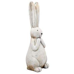 Conejo de Pascua de Magnesio Blanco Texturizado de 9.5x9.5x27.5 Pulgadas con Detalles Dorados Sutiles, Decoración de Pascua - Product Image 3