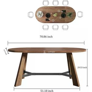 Bureau de réunion multifonctionnel avec étagère, table de conférence pour 6 personnes, petit bureau informatique en MDF - Product Image 4