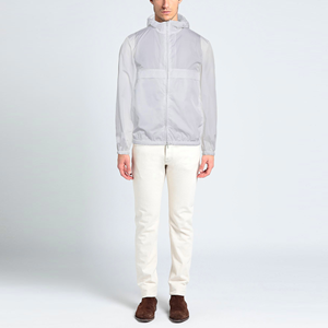 <b>Mens</b> <b>White</b> Hooded Windproof <b>Jacket</b> Casual Spring Outerwear Full Zip Regular Fit Solid Color Polyester Shell - Product Image 3