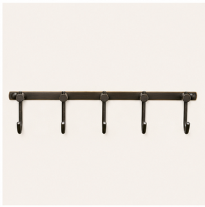 Perchero de pared de hierro forjado a mano, estilo rústico de granja, resistente, con 5 ganchos metálicos para abrigos, llaves y toallas. - Product Image 3