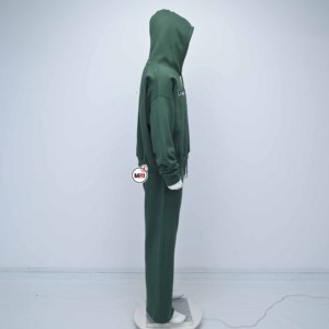 Ensemble de survêtement unisexe vert en coton de haute qualité avec capuche, manches longues, coupe décontractée, idéal pour l'automne, avec logo imprimé sur le devant, pour hommes - Product Image 4
