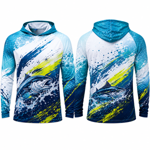 Vente en gros de chemises de pêche personnalisées 100% polyester respirantes, sweat-shirt performant à manches longues, protection UV, vêtements par sublimation - Product Image 3