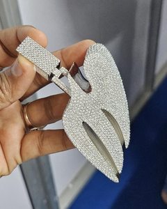 Colgante Iced Out de Plata de Ley 925 con Moissanita VVS de Corte Redondo, Joyería de Lujo Hip Hop Personalizada para Uso Unisex - Product Image 4