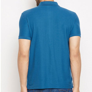 เสื้อโปโลแขนสั้นผู้ชาย สีน้ำเงินล้วน ผ้าฝ้าย ทรงปกติ สไตล์ลำลอง ระบายอากาศได้ดี ผ้าทอ - Product Image 2