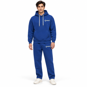Conjunto de chándal de forro polar estampado ecológico con sudadera oversize y joggers de pierna ancha, de peso pesado, para invierno, estilo urbano y casual. - Product Image 1
