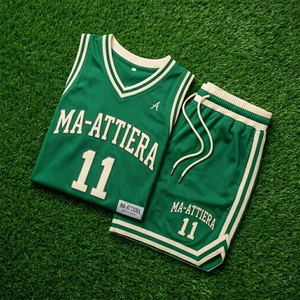 Ensemble de maillots et shorts de basket-ball personnalisés vert et blanc, uniforme d'équipe, fabricant de vêtements de sport en gros - Product Image 6
