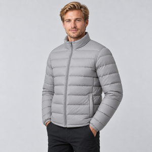 Veste d'hiver matelassée pour homme de bonne qualité, chaude, confortable, légère, pour l'extérieur, avec manches longues et col montant - Product Image 5