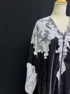 Promotion Abaya Modeste Turque de Dubaï, Longue, Anti-plis, à Col en V, à Manches Longues, Ornée de Perles, de Paillettes et de Motifs Floraux, pour Soirée Musulmane - Product Image 2