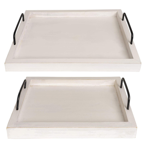 Bandejas de MDF hechas a mano, paquete de 2 con asas, bandeja de servicio rústica multiusos para cama, sofá, desayuno, otomana o mesa de café - Product Image 4