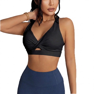 Sujetador Deportivo Blanco con Escote en V Profundo para Mujer, con Diseño Recortado, Transpirable, Soporte Medio, Top Deportivo - Product Image 2