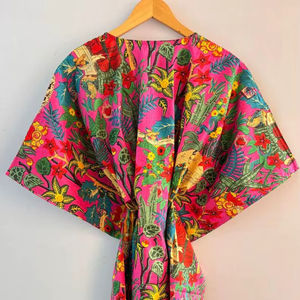 ชุดเดรสผ้าฝ้ายลายดอกไม้ทรงคาฟตัน ไซส์พลัส สไตล์โบโฮ - Product Image 5