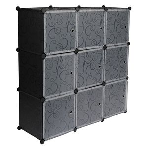 Organizzatore per Armadio a 9 Cubi Bianco e Nero, Scaffali Fai-da-Te con Ante, Contenitori Cubici per Stoccaggio di YS - Product Image 2