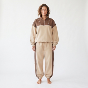 Conjunto Deportivo para Mujer con Bloques de Color, Cuello Alto con Cierre, Sudadera de Manga Larga y Pantalones Jogger - Product Image 5