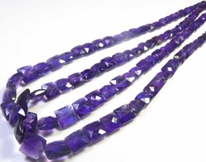 Cuentas de Amatista Púrpura de Primera Calidad Gems Valley, Tira de 18 Pulgadas, Amatista Brasileña Natural Facetada de 6-10 mm, Taladrado al Centro, Forma Baguette - Product Image 1