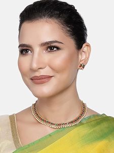 Gold Plated Ethnic Pearl Necklace Earring <b>Ring</b> <b>Set</b> Geometric Pattern <b>Women</b> <b>Wedding</b> Party Fashion Jewelry - Product Image 4