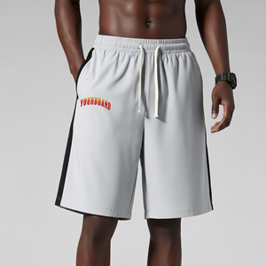 <b>Mens</b> Sporty <b>Bermuda</b> <b>Shorts</b> Quick Dry Drawstring Side Stripe Solid Color Athletic Wear - Product Image 1