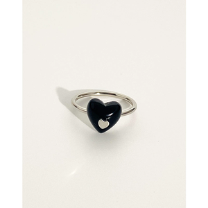 Anillo de Moda Vintage con Diseño de Corazón Negro y Piedra Preciosa de Jade - Product Image 3