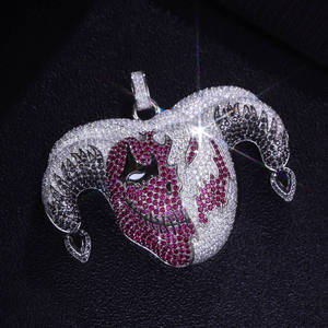 จี้ห้อยคอรูปหัวกระทิงสไตล์ฮิปฮอป งานจิวเวลรี่สั่งทำพิเศษ ประดับเพชรโมอิสซาไนต์ VVS1 ระดับ Iced Out เงินแท้ 925 - Product Image 6