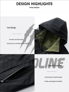 Veste imperméable vert lime avec imprimé éclair, design à capuche, vêtements d'extérieur pour homme, veste à manches longues pour l'hiver - Product Image 1