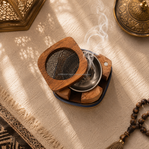 Brûleur à Bakhoor en Bois Mubkhar, Porte-Encens Arabe en Bois Naturel, Brûleur à Charbon pour Parfum d'Ambiance, Vente en Gros OEM - Product Image 2