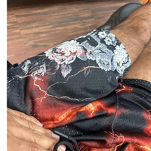Summer Short Gym Sports Jogging Workout Athletic Running Fitness Track Jogger Worsted Shorts <b>Laser</b> Etching Skull Men Shorts - Product Image 5
