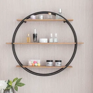 Estante Flotante de Pared con Forma de Diamante Moderno, 3 Estantes, Madera y Marco de Metal Negro, Diseño Minimalista, Muebles para Sala de Estar - Product Image 6